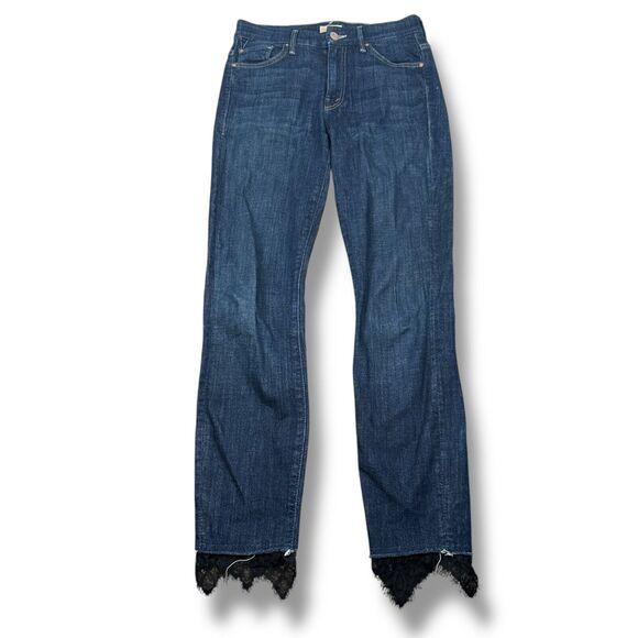 Mother High Waisted Looker Dagger Ankle Fray Jean Women 25 Blue Denim Lacey Wash - Picture 1 of 11